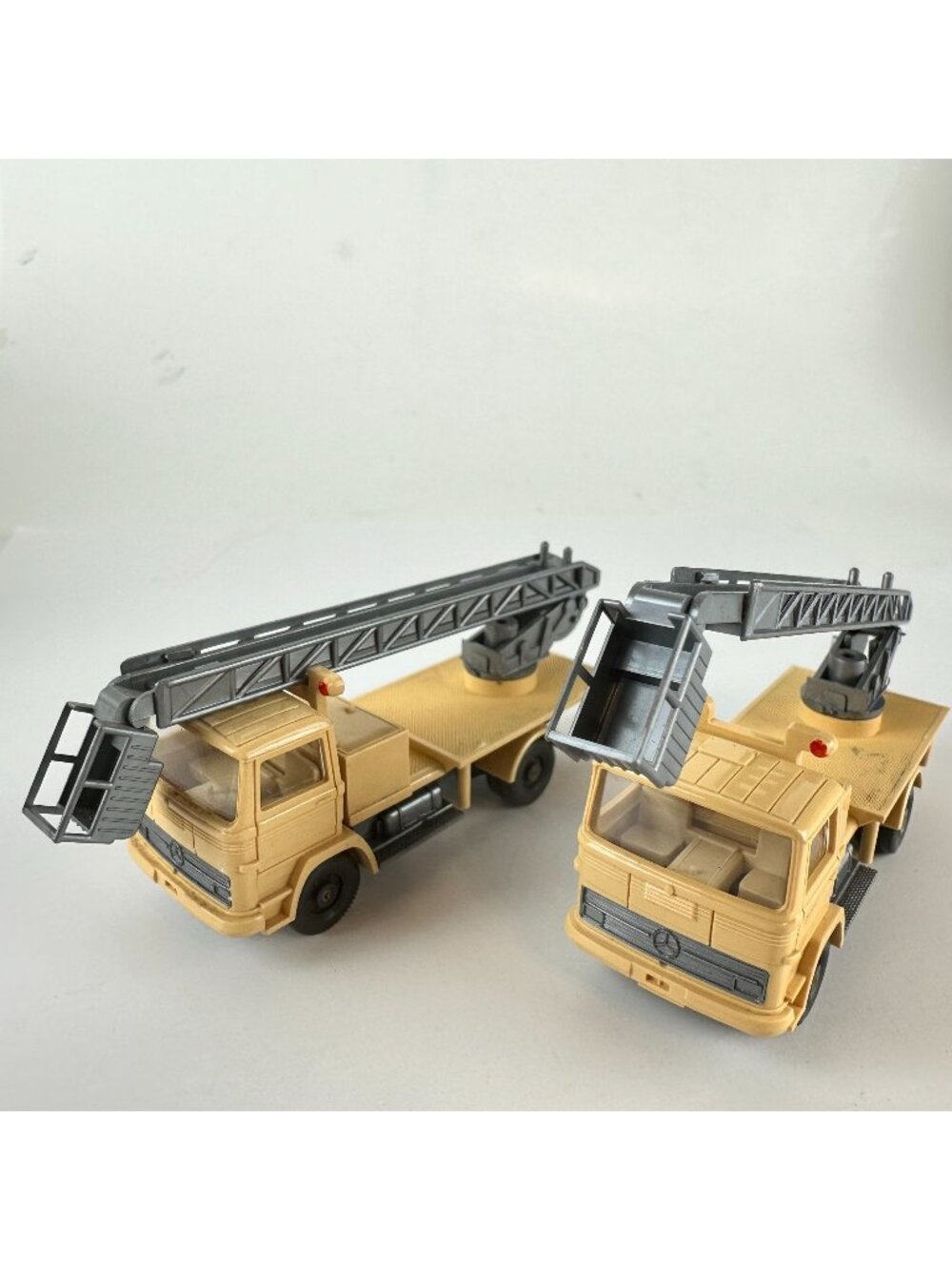 Two Vintage Wiking Plastic Mercedes Crane Trucks Models